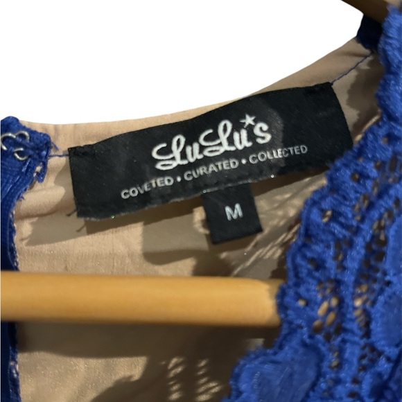 LuLu's Royal Blue Lace Bodycon Dress Size M – Long Sleeve Cocktail Party Dress - Picture 5 of 8